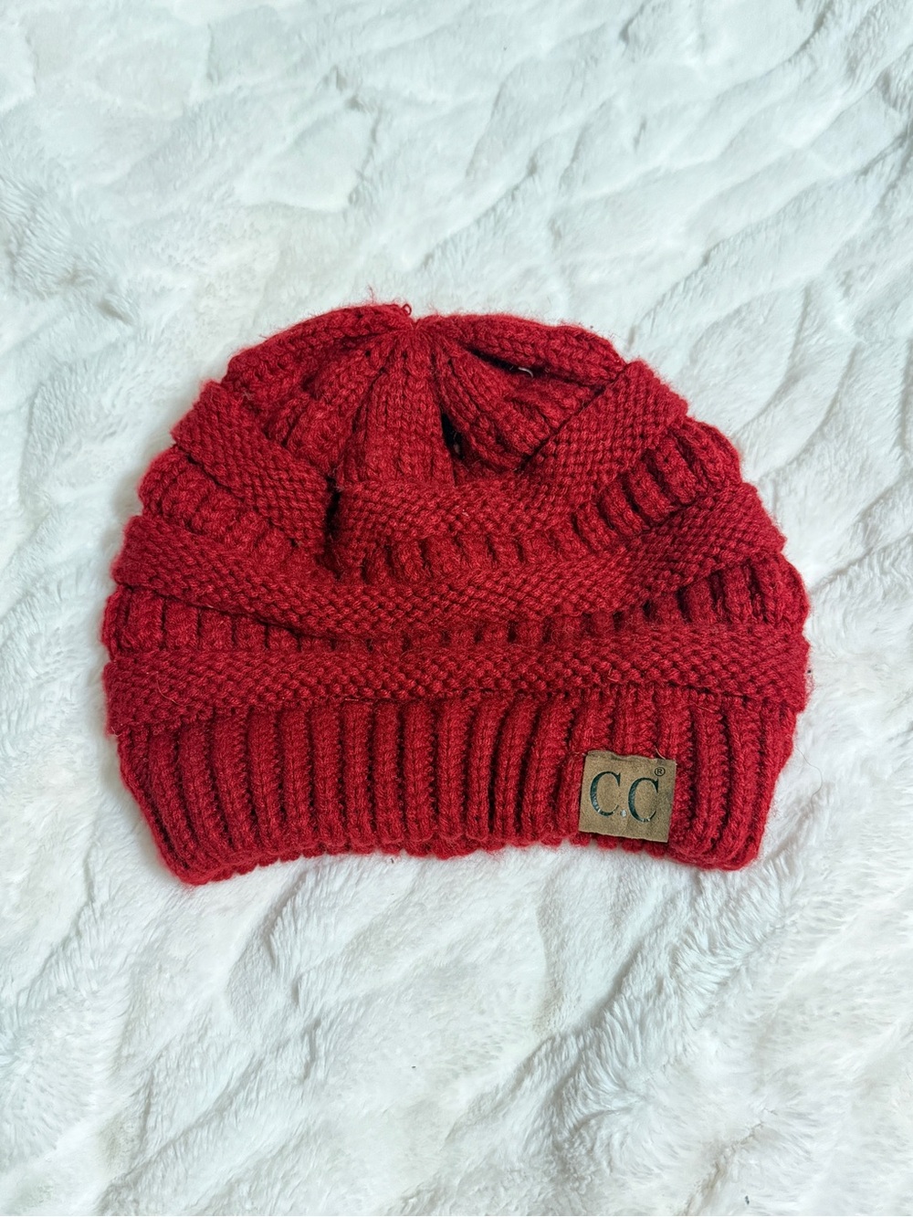 CHANEL Knit Beanie Hat in Cherry Red - Women's Winter Accessory